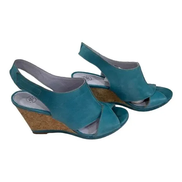 Johnston & Murphy Meagan Velcro Swing Teal Waxy Calf Size 9 Platforms - Picture 3 of 11